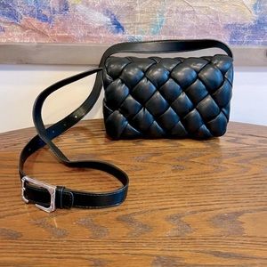 JW PEI Maze bag black vegan leather woven puffy soft crossbody shoulder strap
